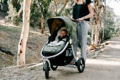 Organic Cotton Infant Insert on Bumbleride Indie All Terrain Stroller Camp Green 2
