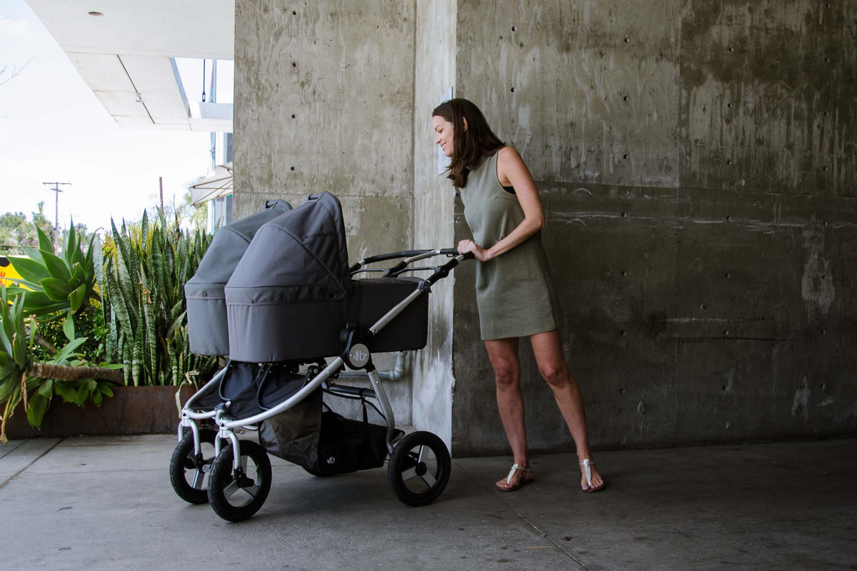 Bumbleride Indie Twin with Dual Bassinets in Dawn Grey Mint Global 2